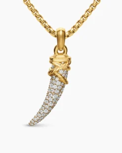 Pavé Tusk Amulet 18K Yellow Gold with Diamonds, 28.8mm