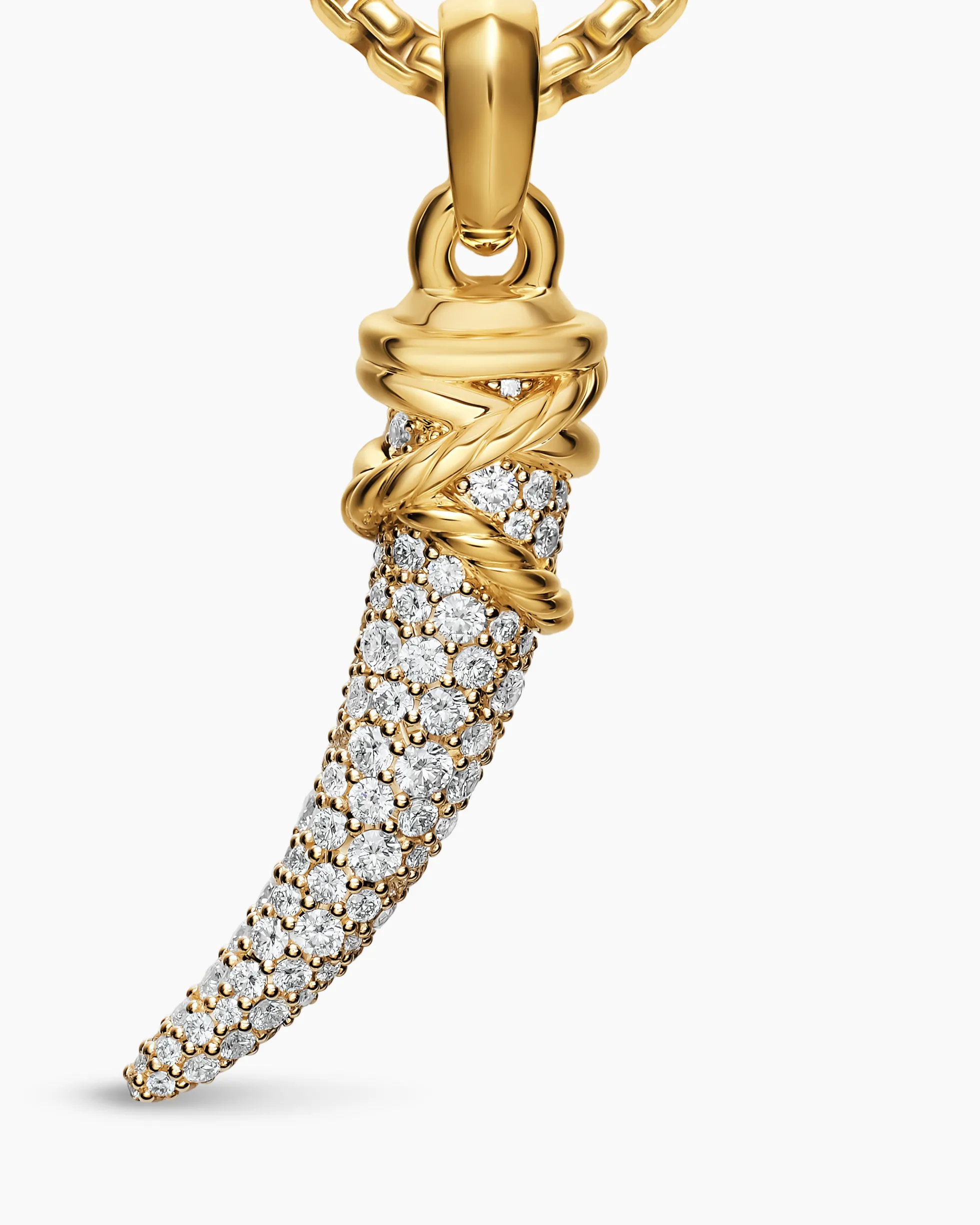 Pavé Tusk Amulet 18K Yellow Gold with Diamonds, 28.8mm