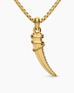 Pavé Tusk Amulet 18K Yellow Gold with Diamonds, 28.8mm