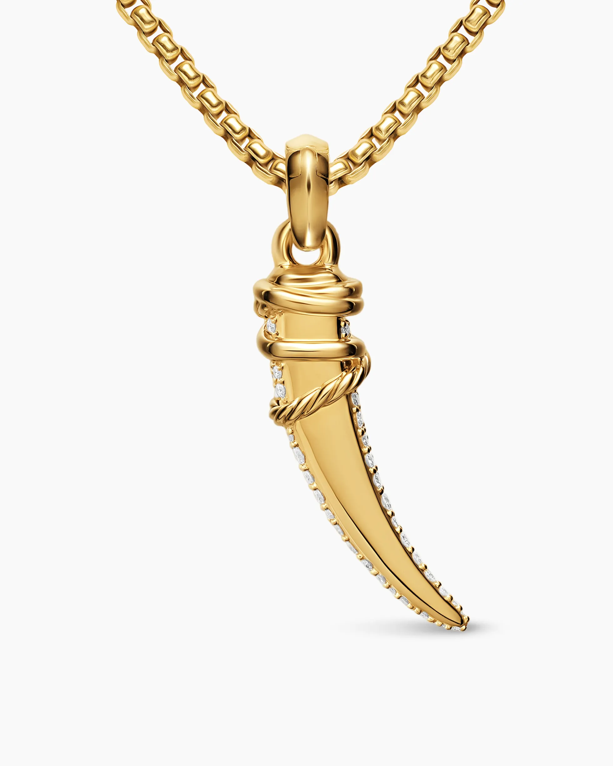 Pavé Tusk Amulet 18K Yellow Gold with Diamonds, 28.8mm