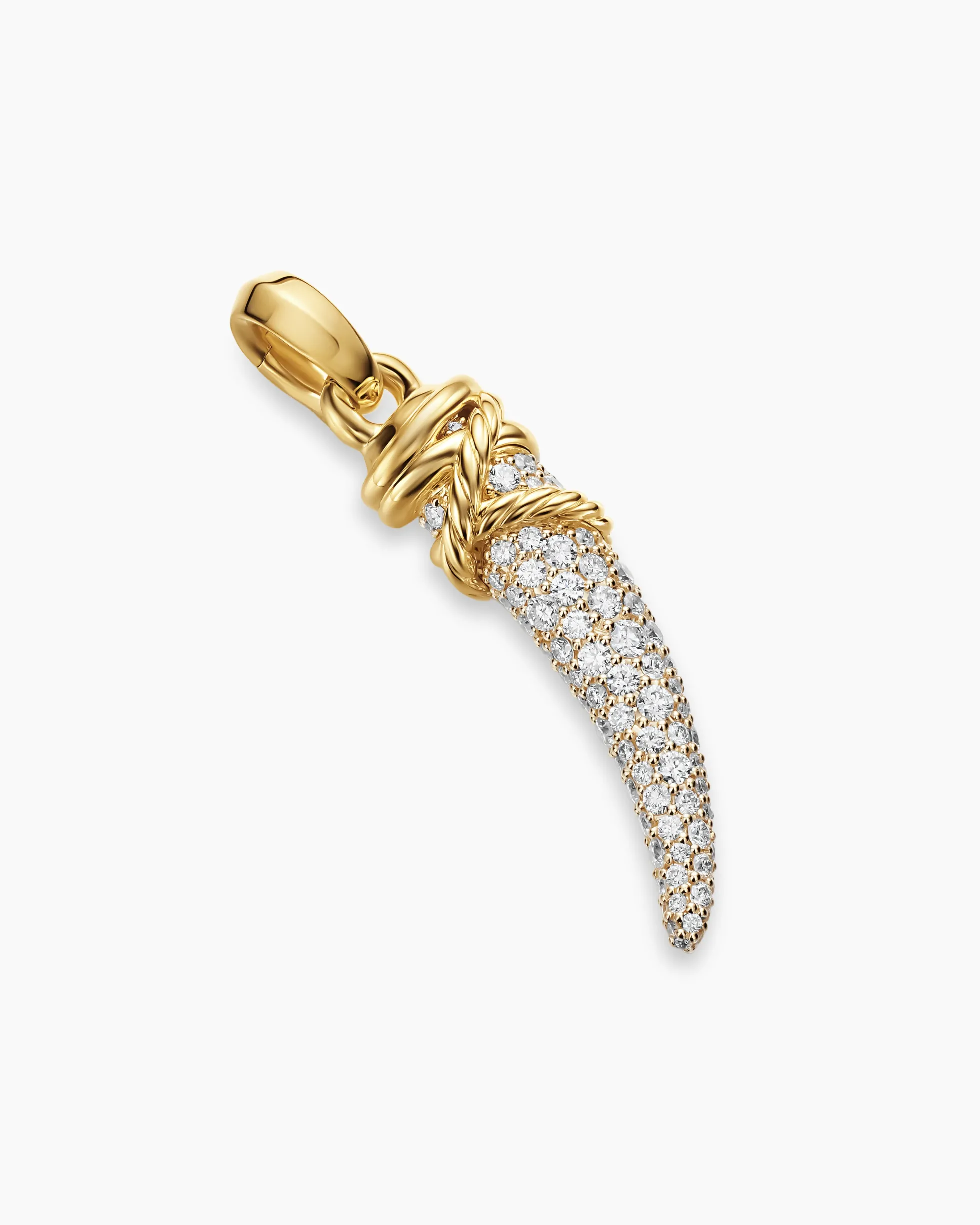 Pavé Tusk Amulet 18K Yellow Gold with Diamonds, 28.8mm
