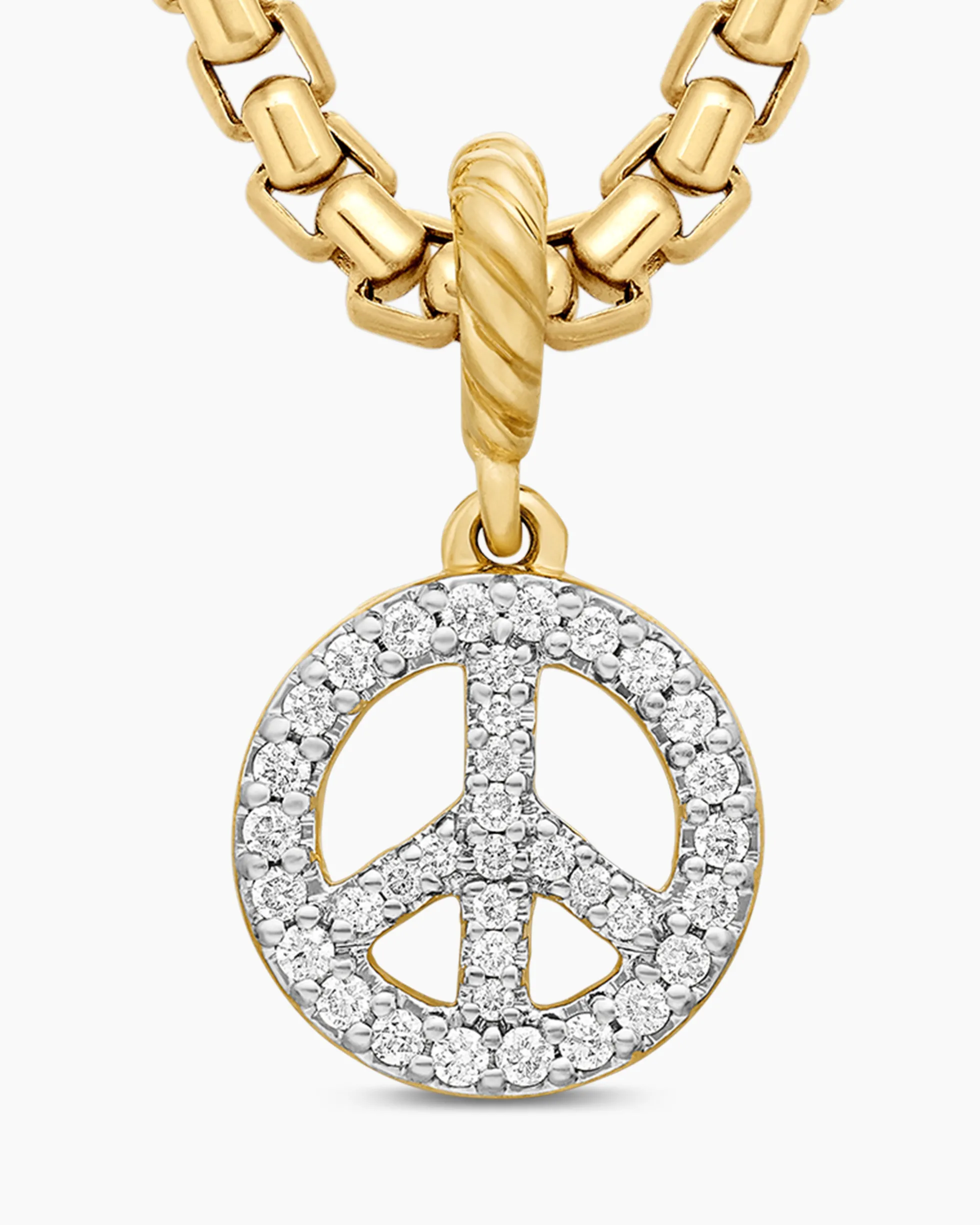 Peace Sign Amulet 18K Yellow Gold with Diamonds, 11mm