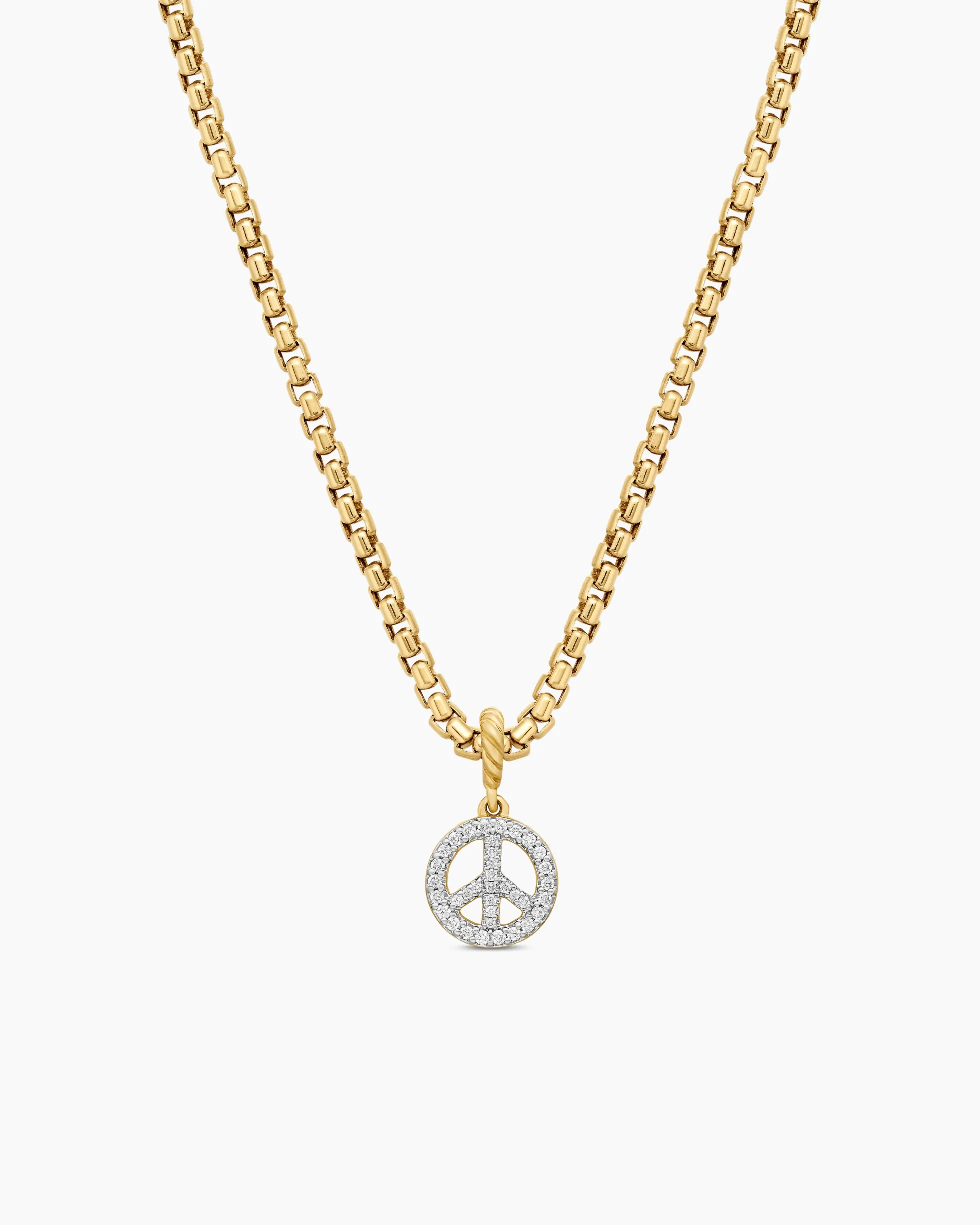 Peace Sign Amulet 18K Yellow Gold with Diamonds, 11mm