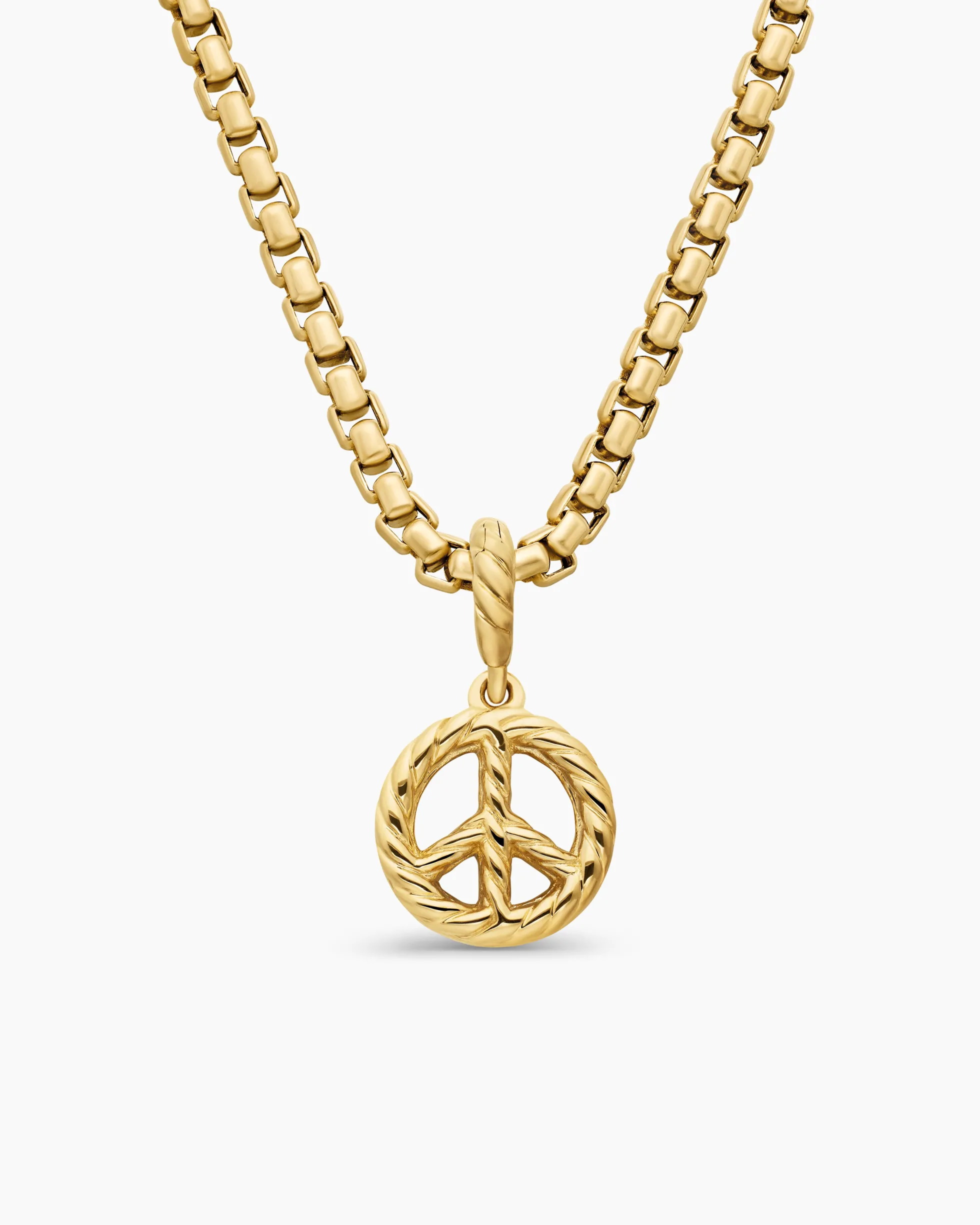 Peace Sign Amulet 18K Yellow Gold with Diamonds, 11mm