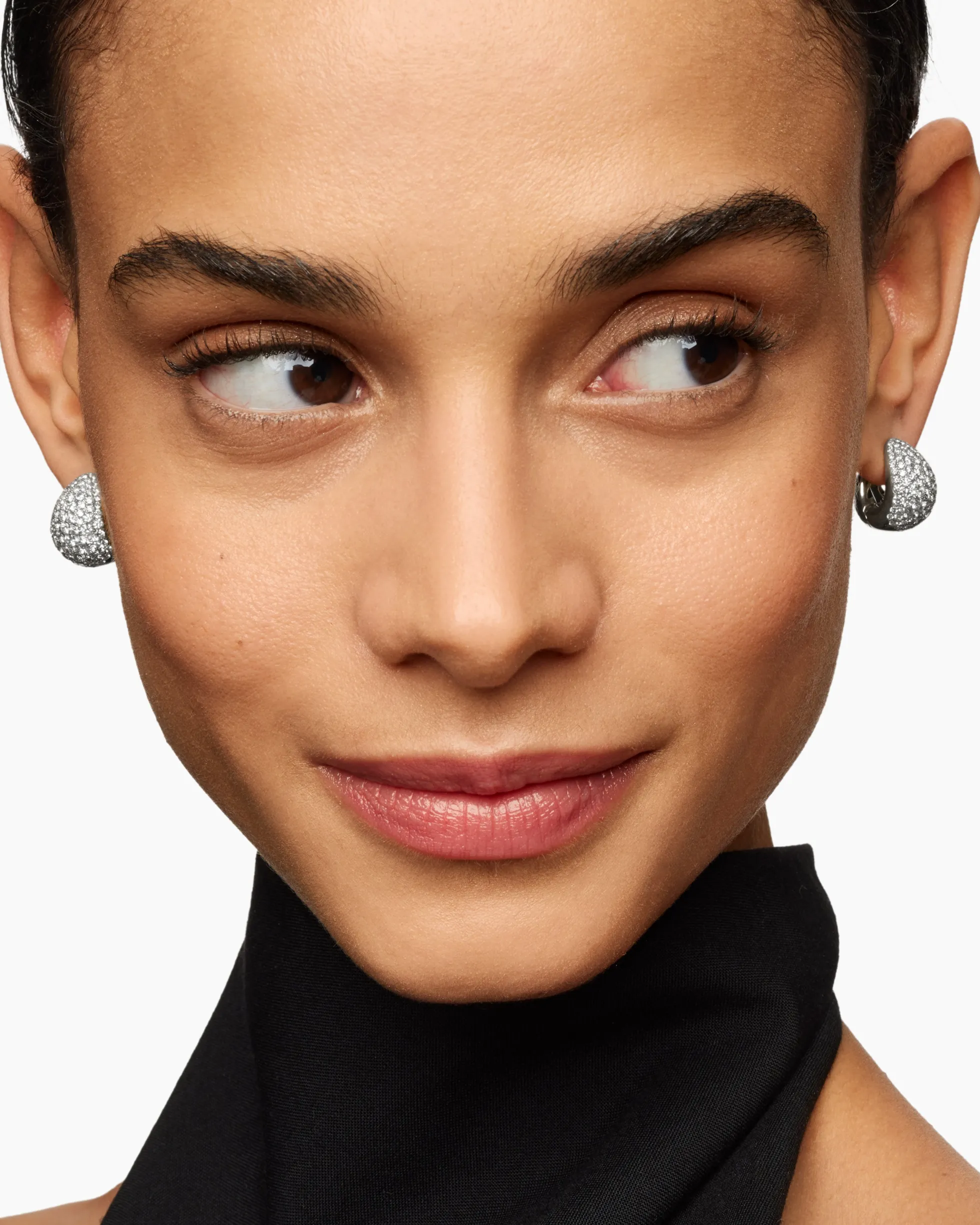 Pear Huggie Hoop Earrings 18K White Gold with Diamonds, 16mm