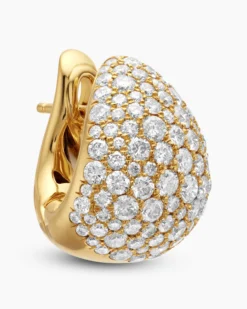 Pear Huggie Hoop Earrings 18K Yellow Gold with Diamonds, 16mm