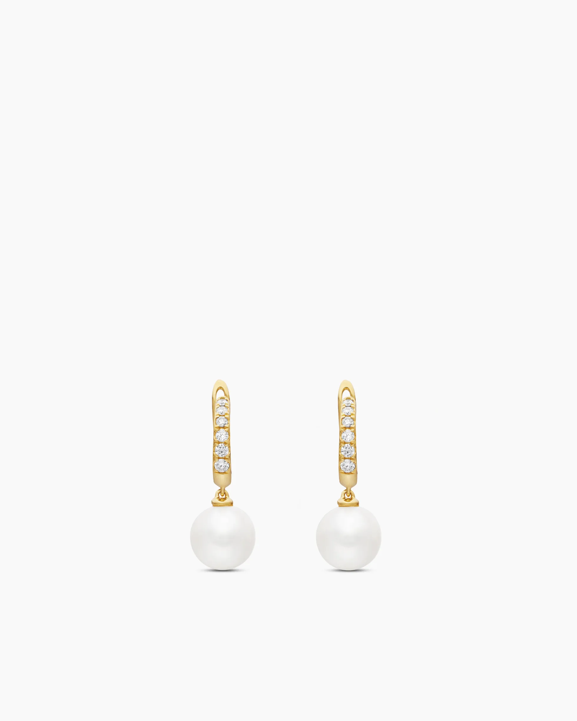Pearl and Pavé Drop Earrings 18K Yellow Gold with Pearls and Diamonds, 15.6mm
