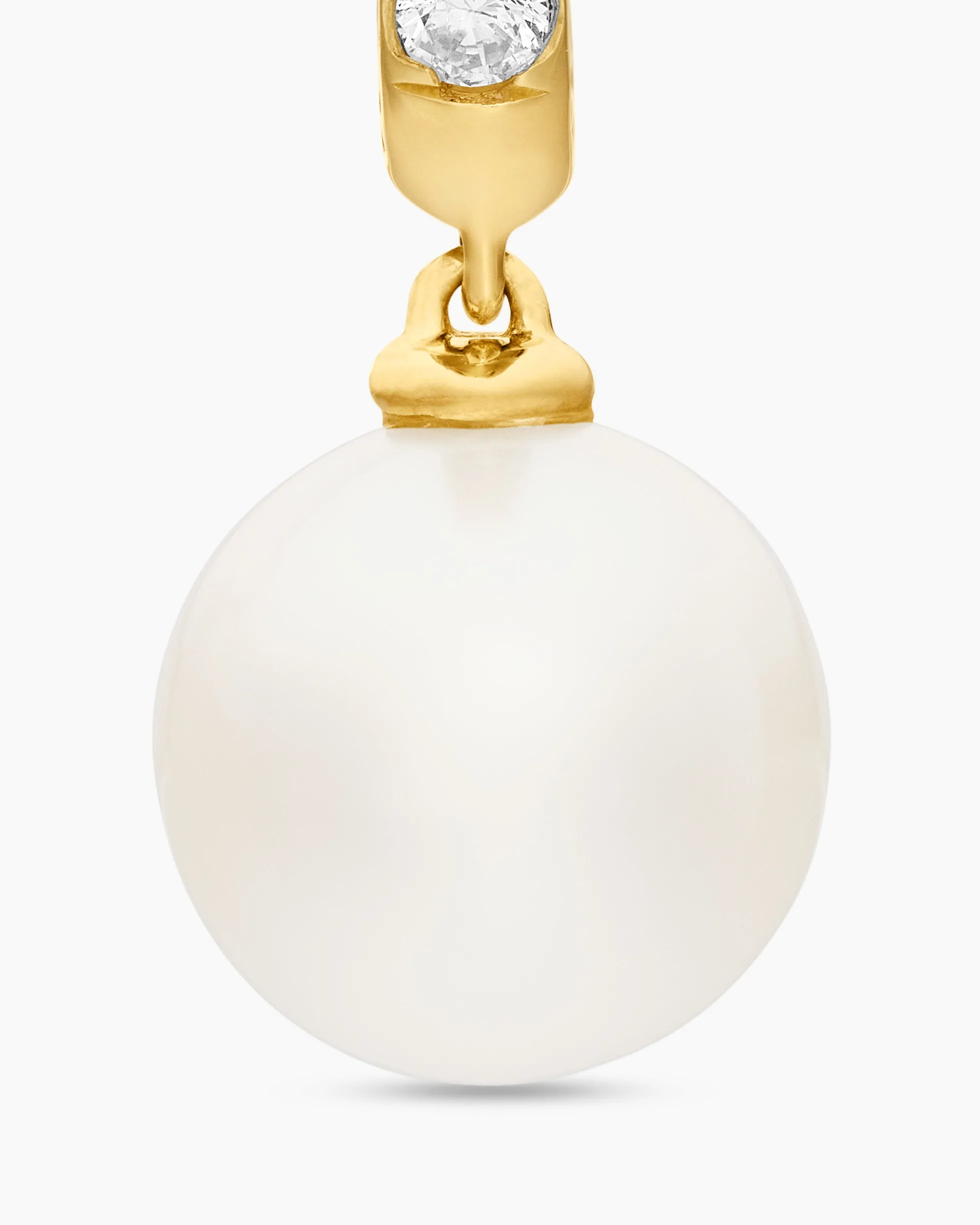 Pearl and Pavé Drop Earrings 18K Yellow Gold with Pearls and Diamonds, 15.6mm