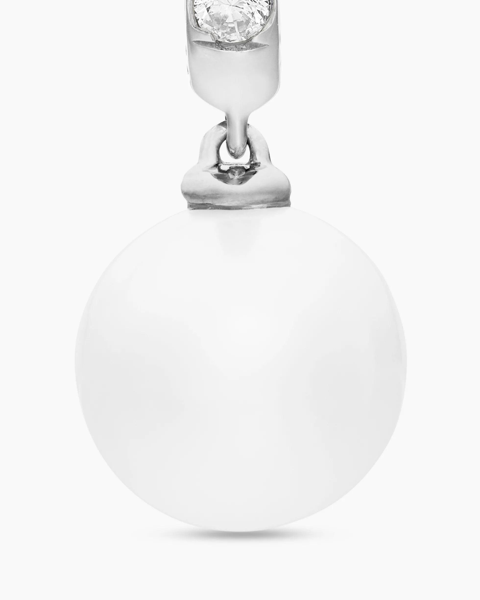 Pearl and Pavé Drop Earrings Sterling Silver with Pearls and Diamonds, 15.6mm