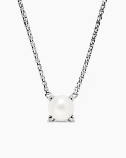 Pearl Classics Necklace Sterling Silver with Diamonds, 6.5mm