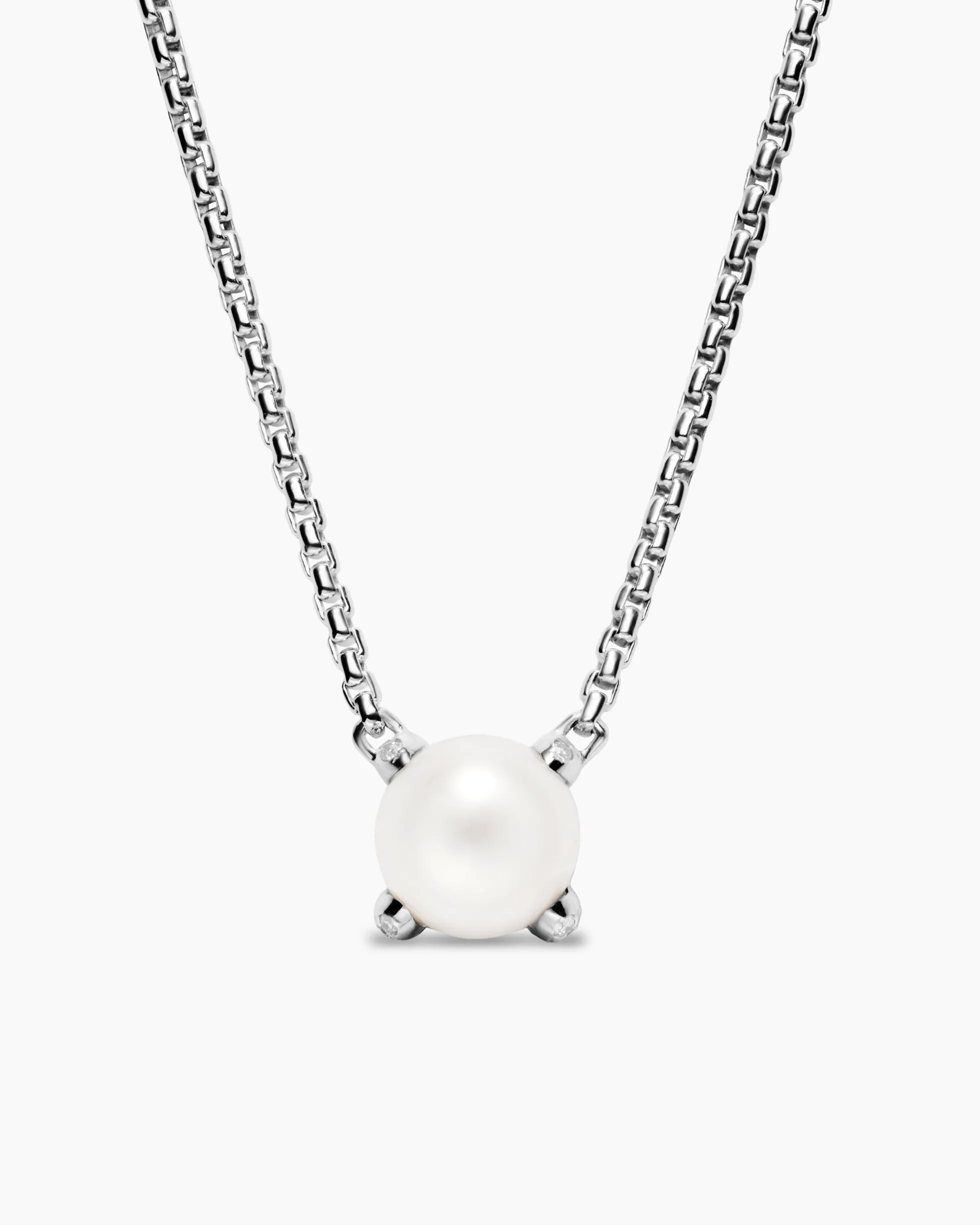 Pearl Classics Necklace Sterling Silver with Diamonds, 6.5mm