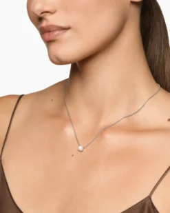 Pearl Classics Necklace Sterling Silver with Diamonds, 6.5mm