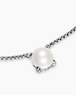 Pearl Classics Necklace Sterling Silver with Diamonds, 6.5mm