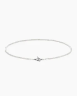 Pearl Classics Petite Toggle Necklace Sterling Silver with Diamonds, 3mm