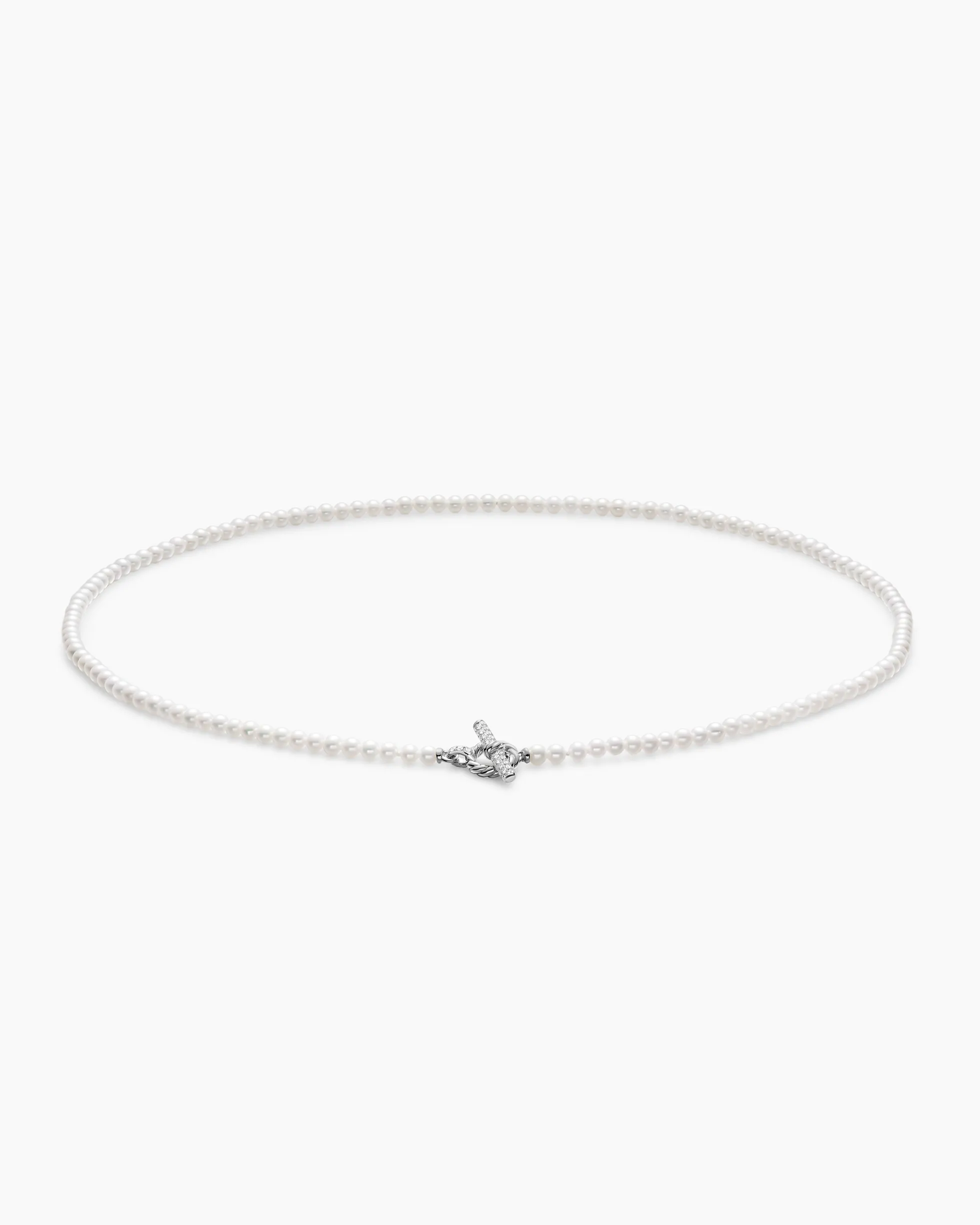Pearl Classics Petite Toggle Necklace Sterling Silver with Diamonds, 3mm