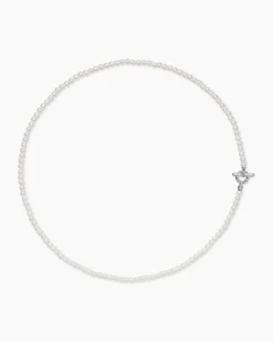 Pearl Classics Petite Toggle Necklace Sterling Silver with Diamonds, 3mm