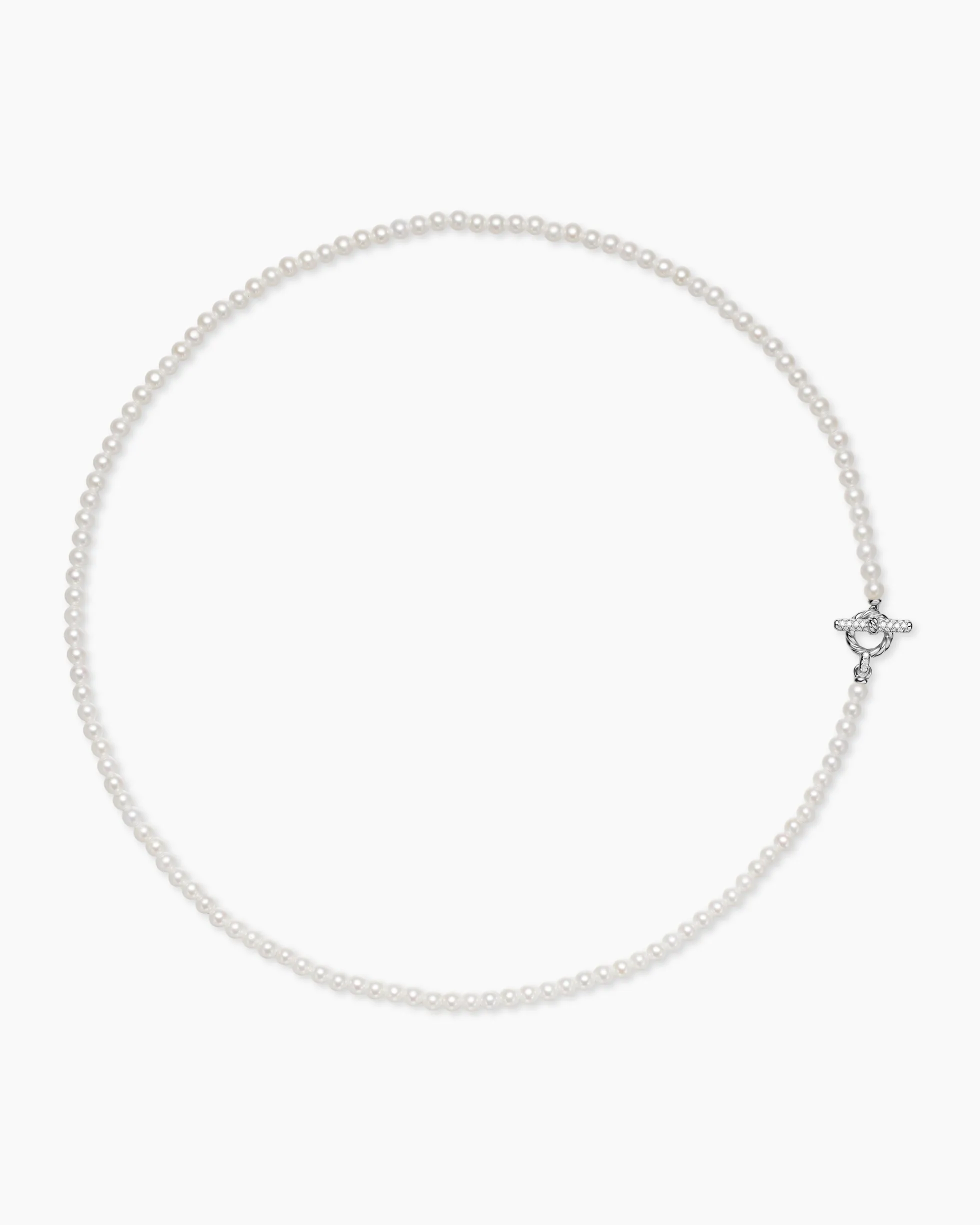 Pearl Classics Petite Toggle Necklace Sterling Silver with Diamonds, 3mm