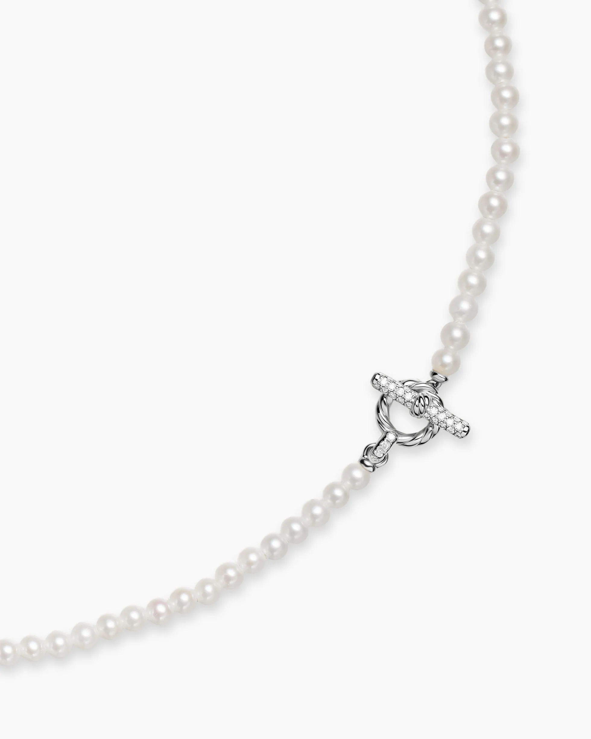 Pearl Classics Petite Toggle Necklace Sterling Silver with Diamonds, 3mm