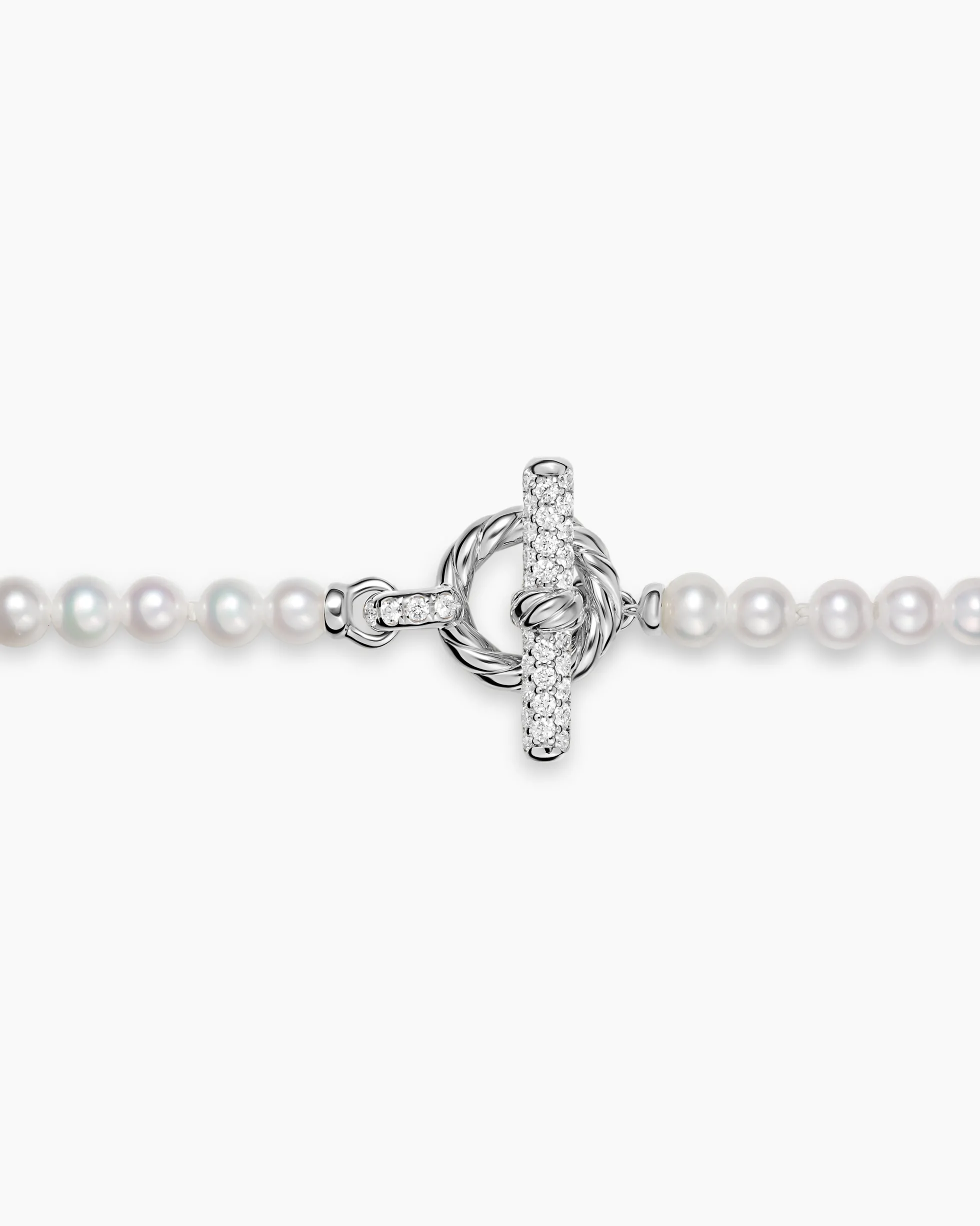 Pearl Classics Petite Toggle Necklace Sterling Silver with Diamonds, 3mm