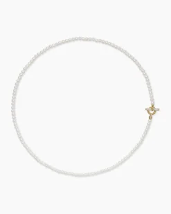 Pearl Classics Petite Toggle Necklace 18K Yellow Gold with Diamonds, 3mm