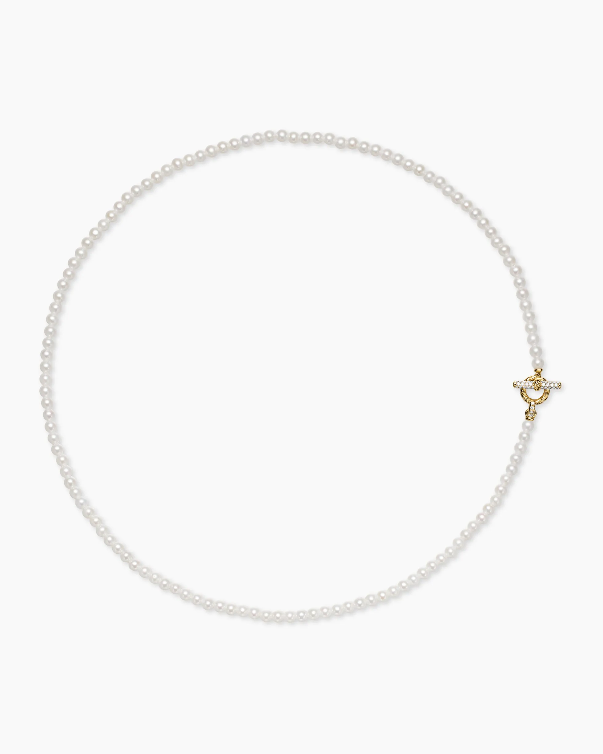 Pearl Classics Petite Toggle Necklace 18K Yellow Gold with Diamonds, 3mm