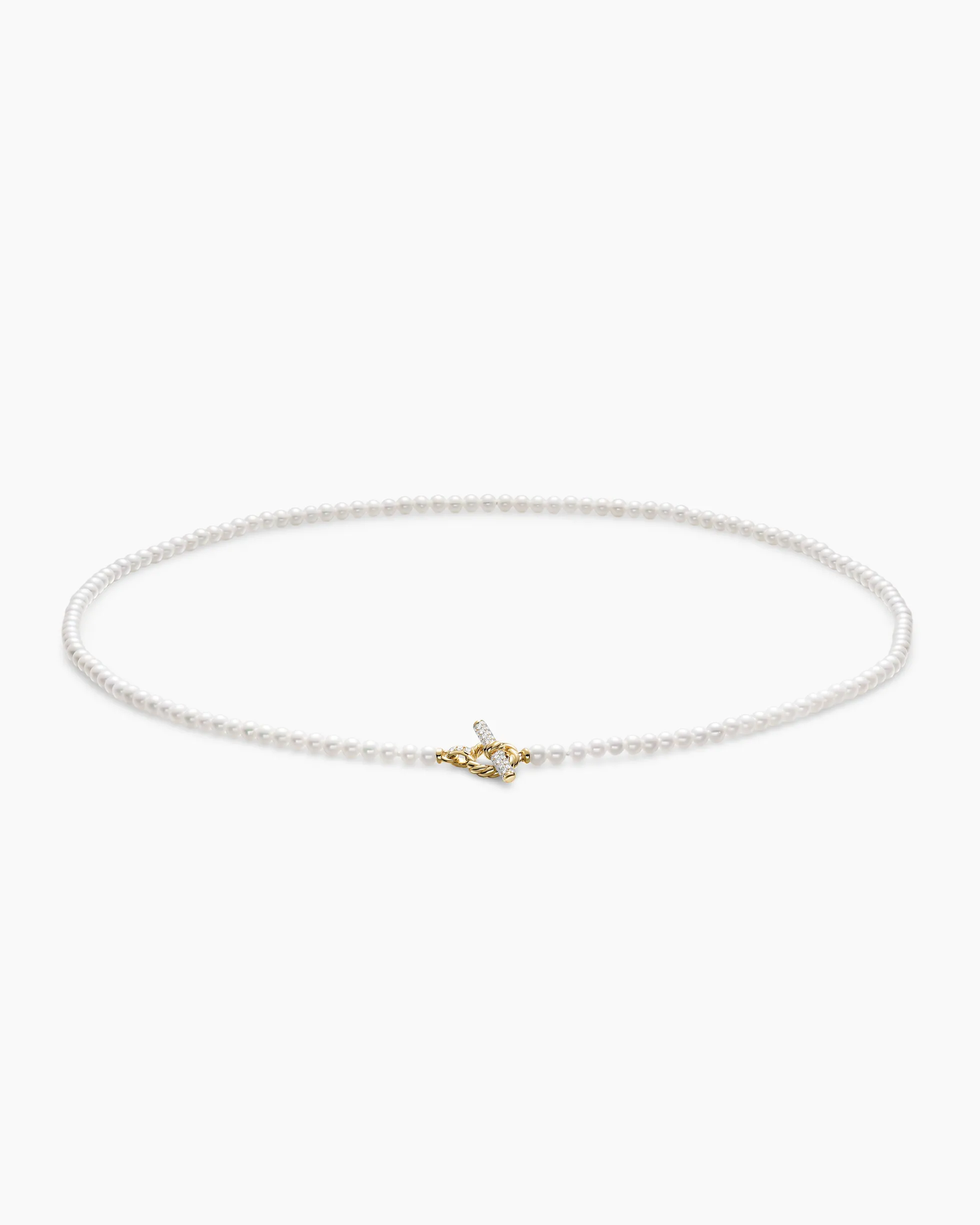 Pearl Classics Petite Toggle Necklace 18K Yellow Gold with Diamonds, 3mm