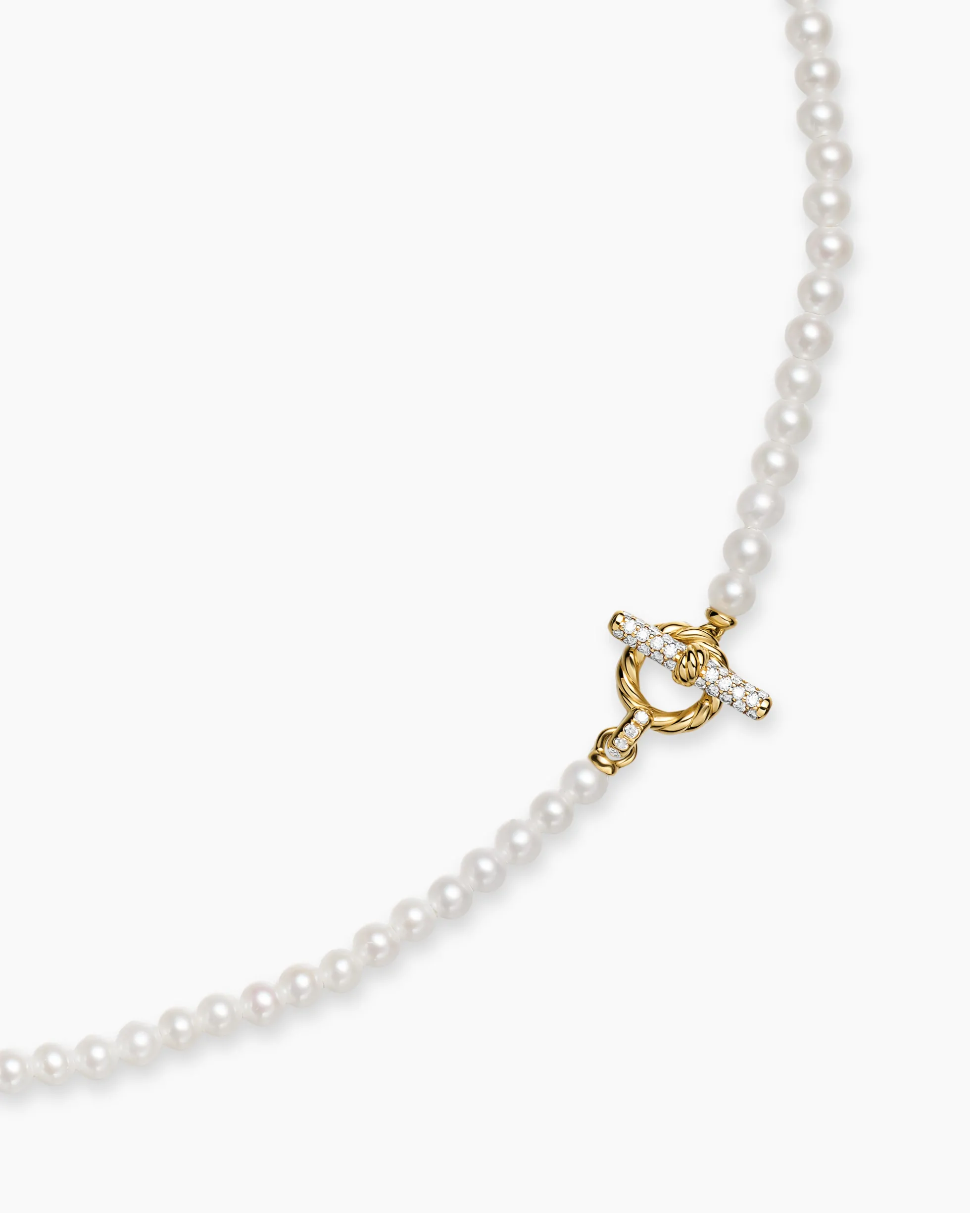 Pearl Classics Petite Toggle Necklace 18K Yellow Gold with Diamonds, 3mm