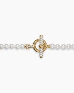 Pearl Classics Petite Toggle Necklace 18K Yellow Gold with Diamonds, 3mm