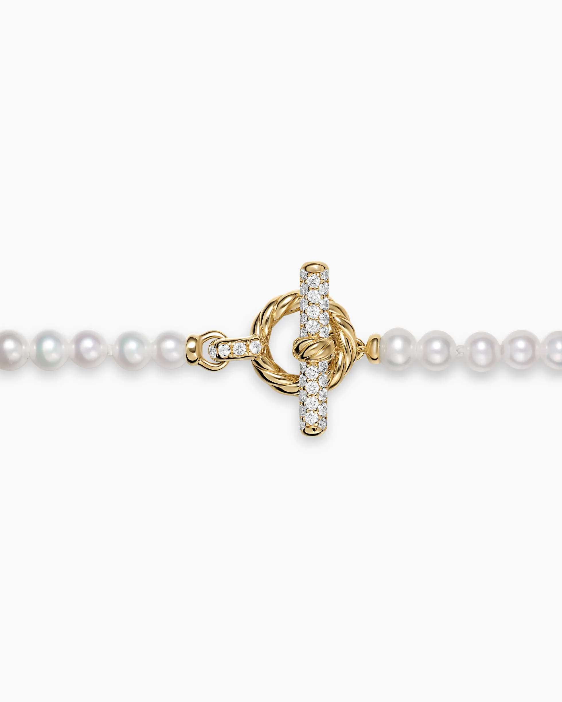 Pearl Classics Petite Toggle Necklace 18K Yellow Gold with Diamonds, 3mm