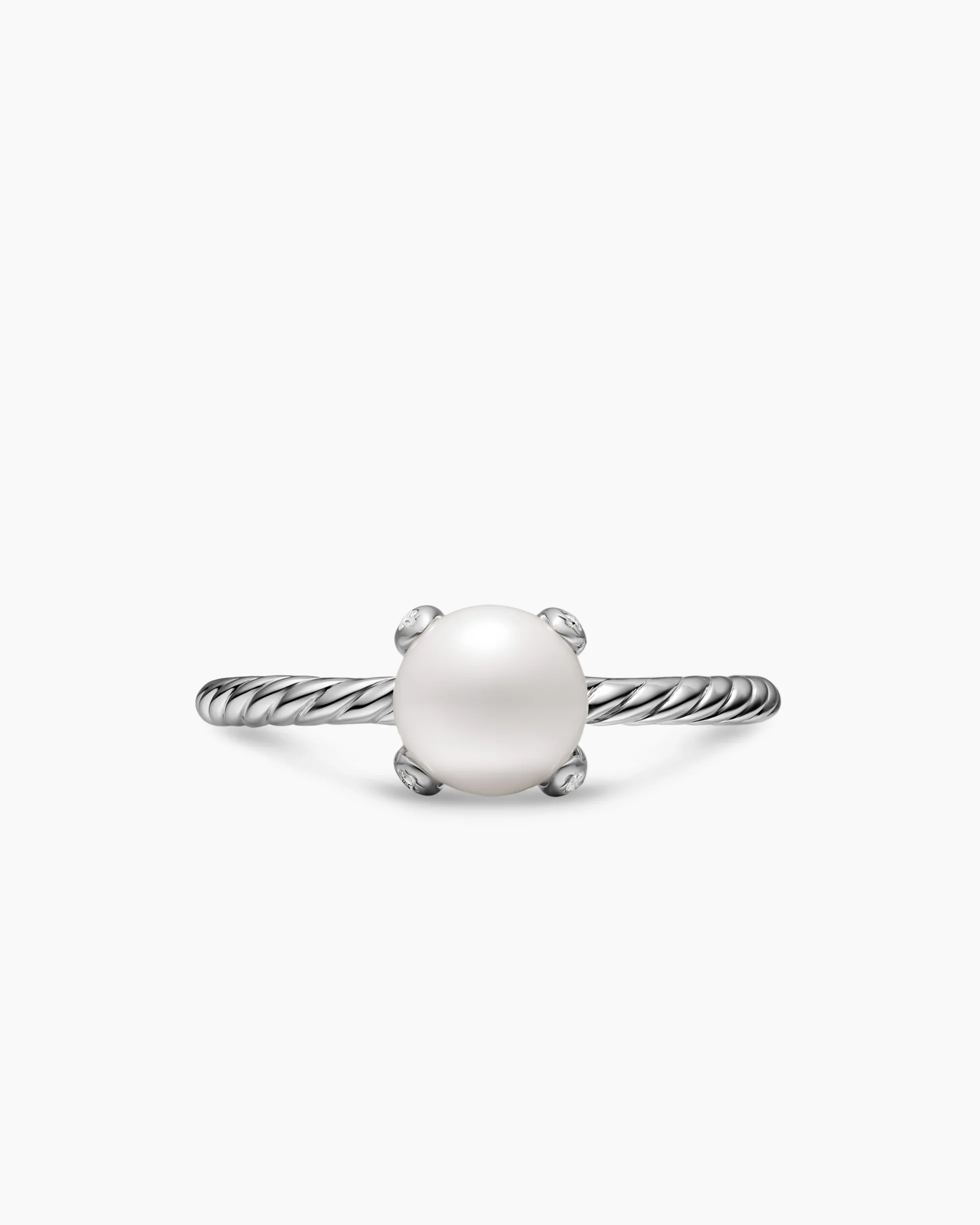 Pearl Classics Ring Sterling Silver with Diamonds, 2mm