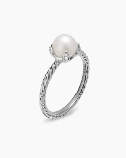Pearl Classics Ring Sterling Silver with Diamonds, 2mm