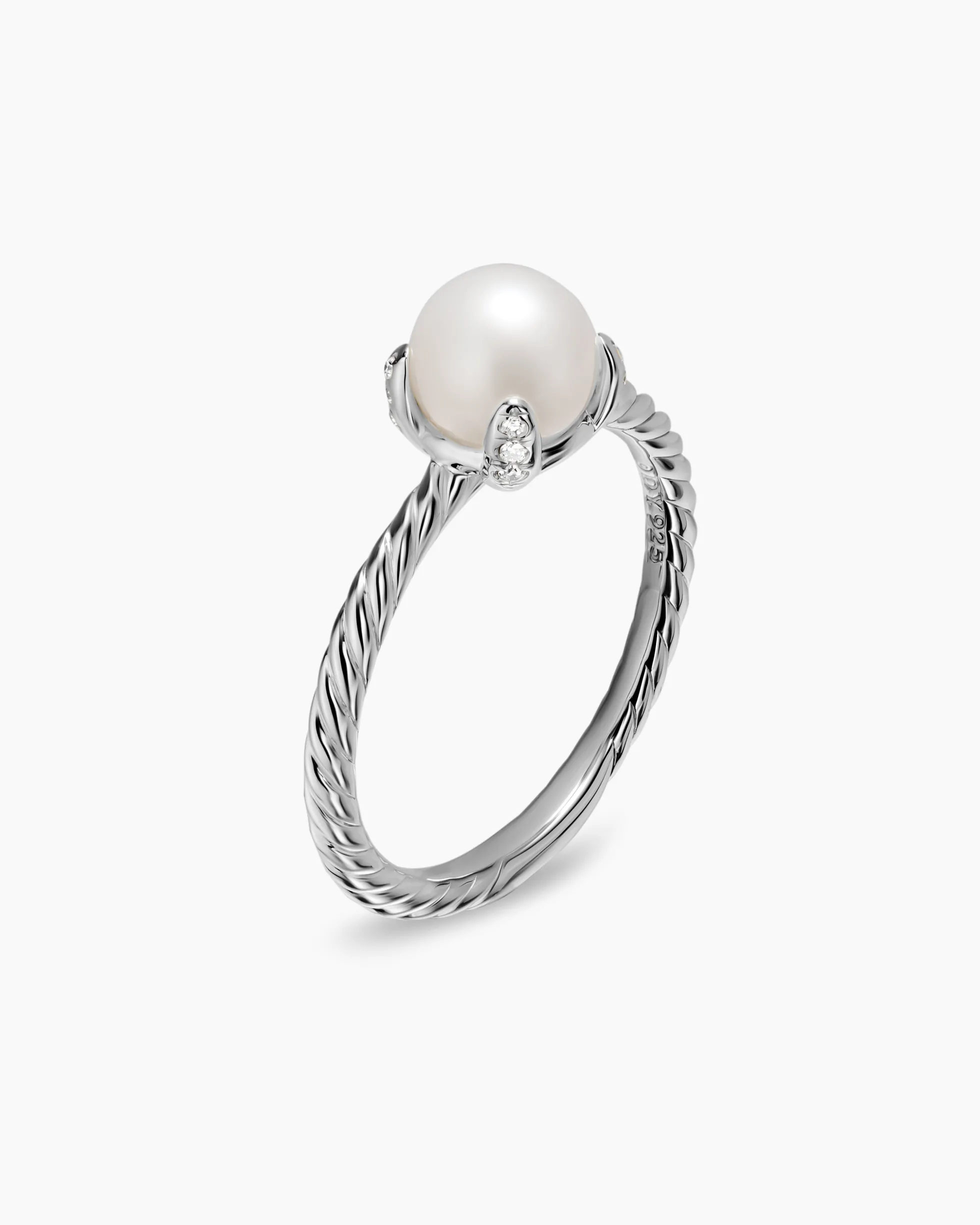 Pearl Classics Ring Sterling Silver with Diamonds, 2mm