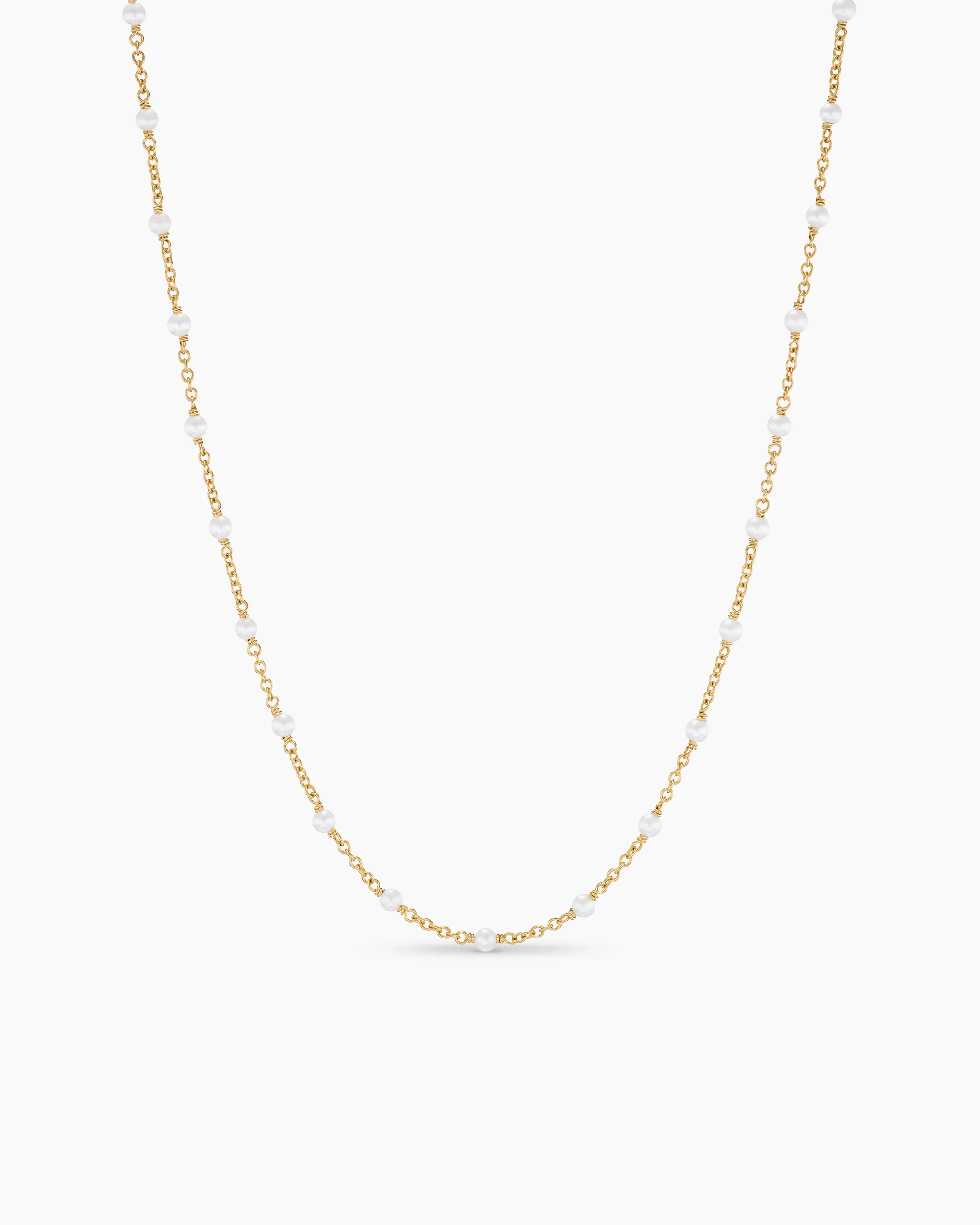 Pearl Classics Station Necklace 18K Yellow Gold, 3.5mm