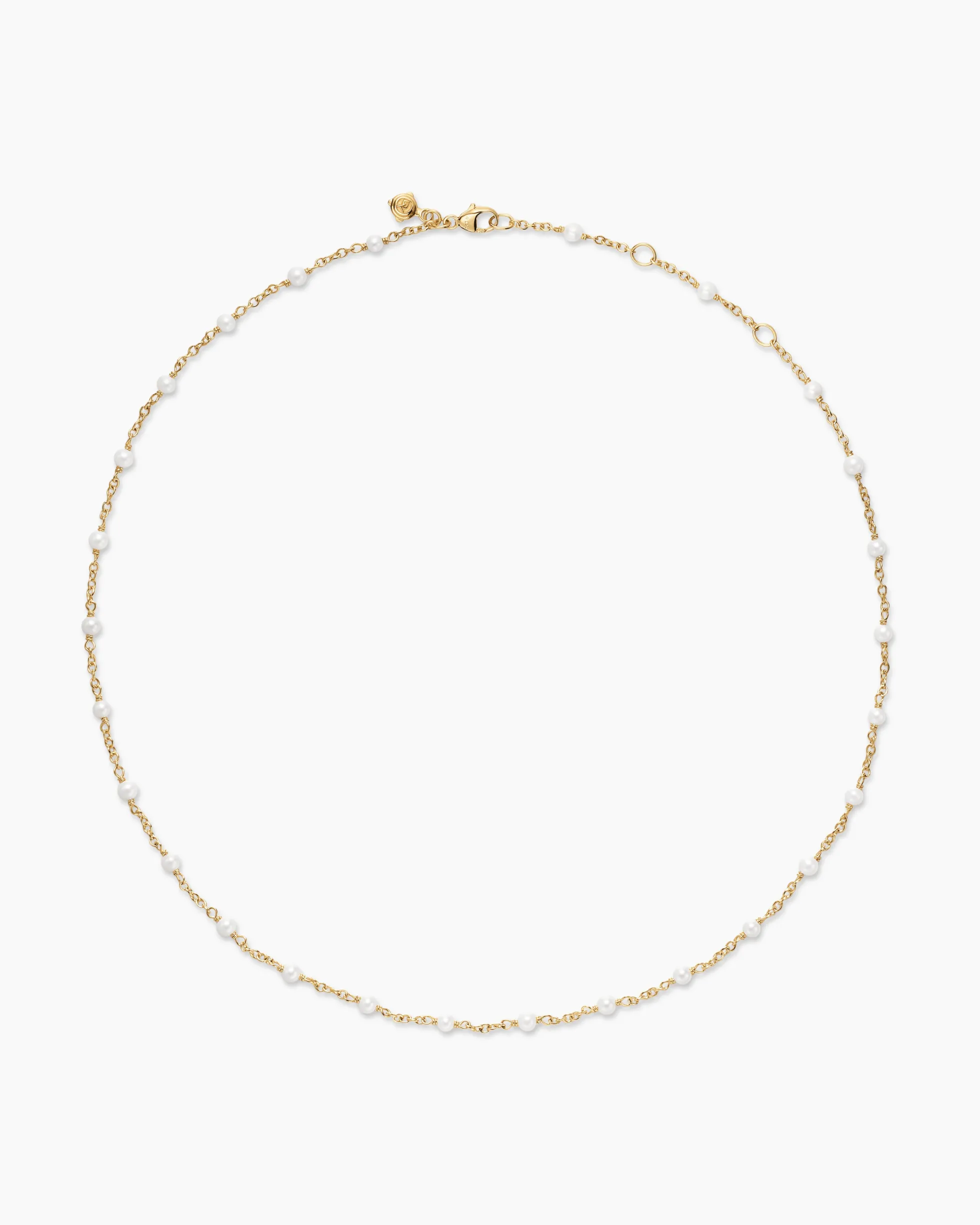Pearl Classics Station Necklace 18K Yellow Gold, 3.5mm
