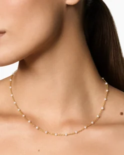 Pearl Classics Station Necklace 18K Yellow Gold, 3.5mm