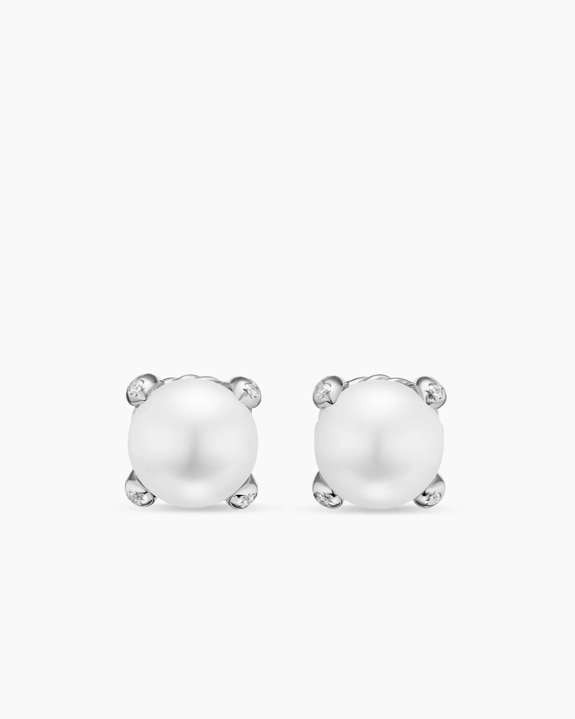 Pearl Classics Stud Earrings Sterling Silver and Diamonds, 6.6mm