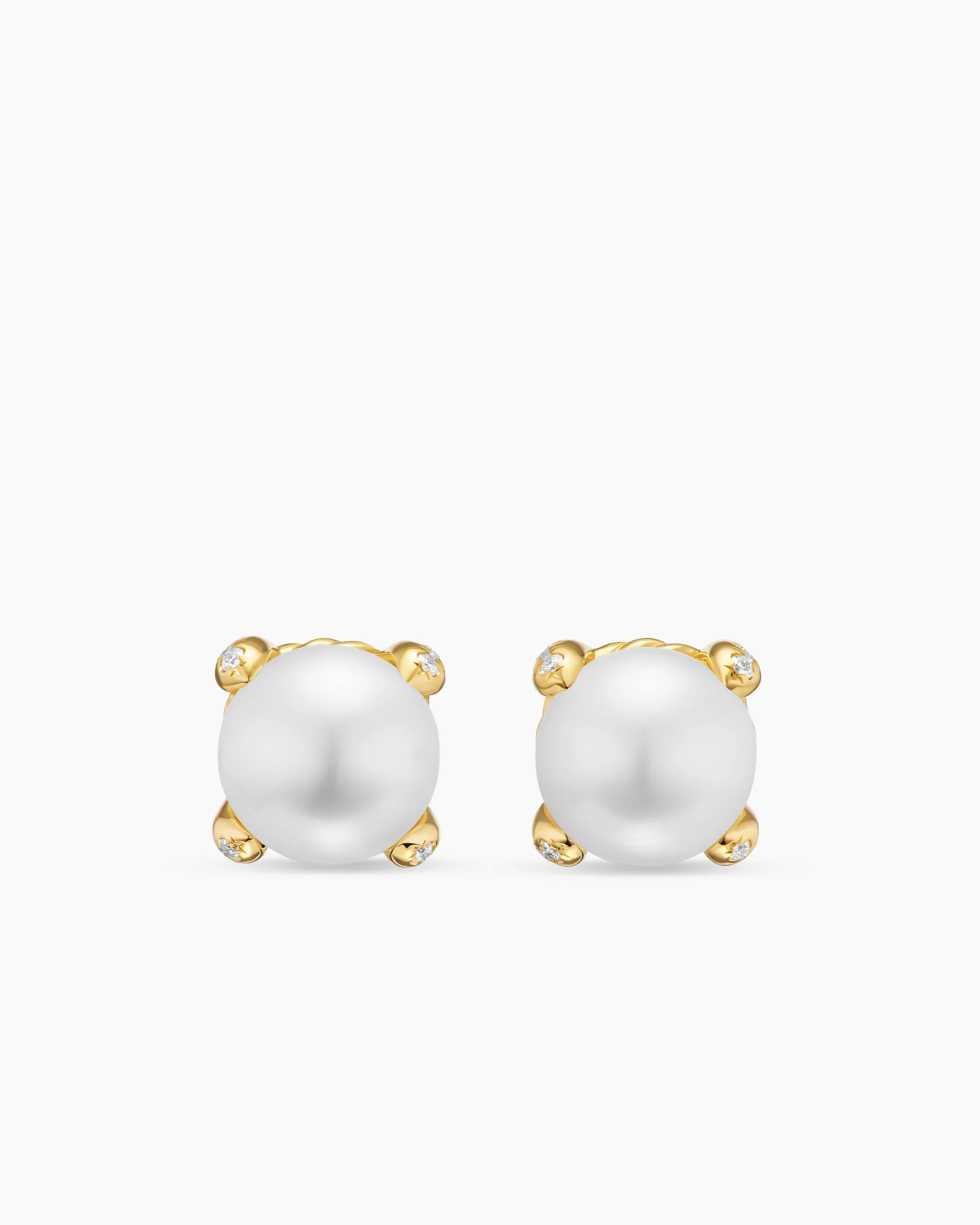 Pearl Classics Stud Earrings 18K Yellow Gold and Diamonds, 6.6mm
