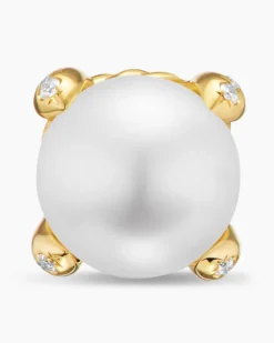 Pearl Classics Stud Earrings 18K Yellow Gold and Diamonds, 6.6mm