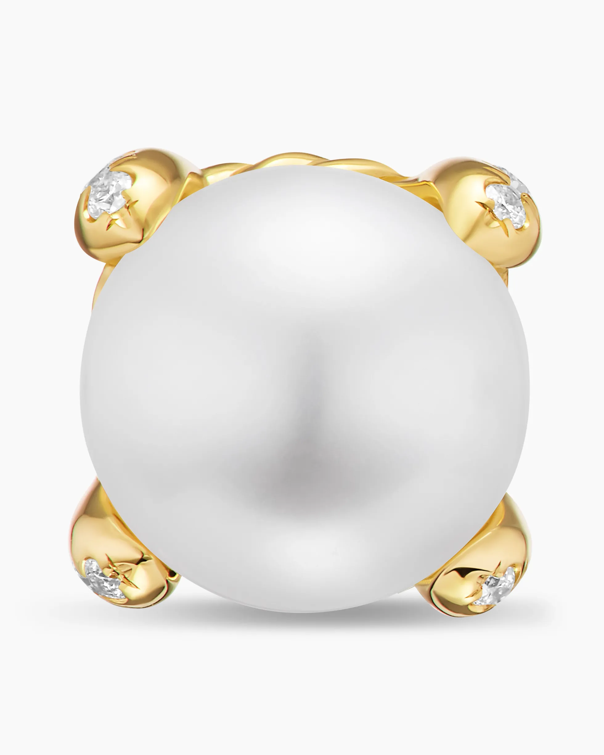 Pearl Classics Stud Earrings 18K Yellow Gold and Diamonds, 6.6mm