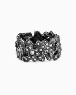 Petals Band Ring White Gold with Rhodiated Black and Diamonds