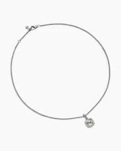 Petite Albion® Pendant Necklace Sterling Silver with Prasiolite and Diamonds, 7mm