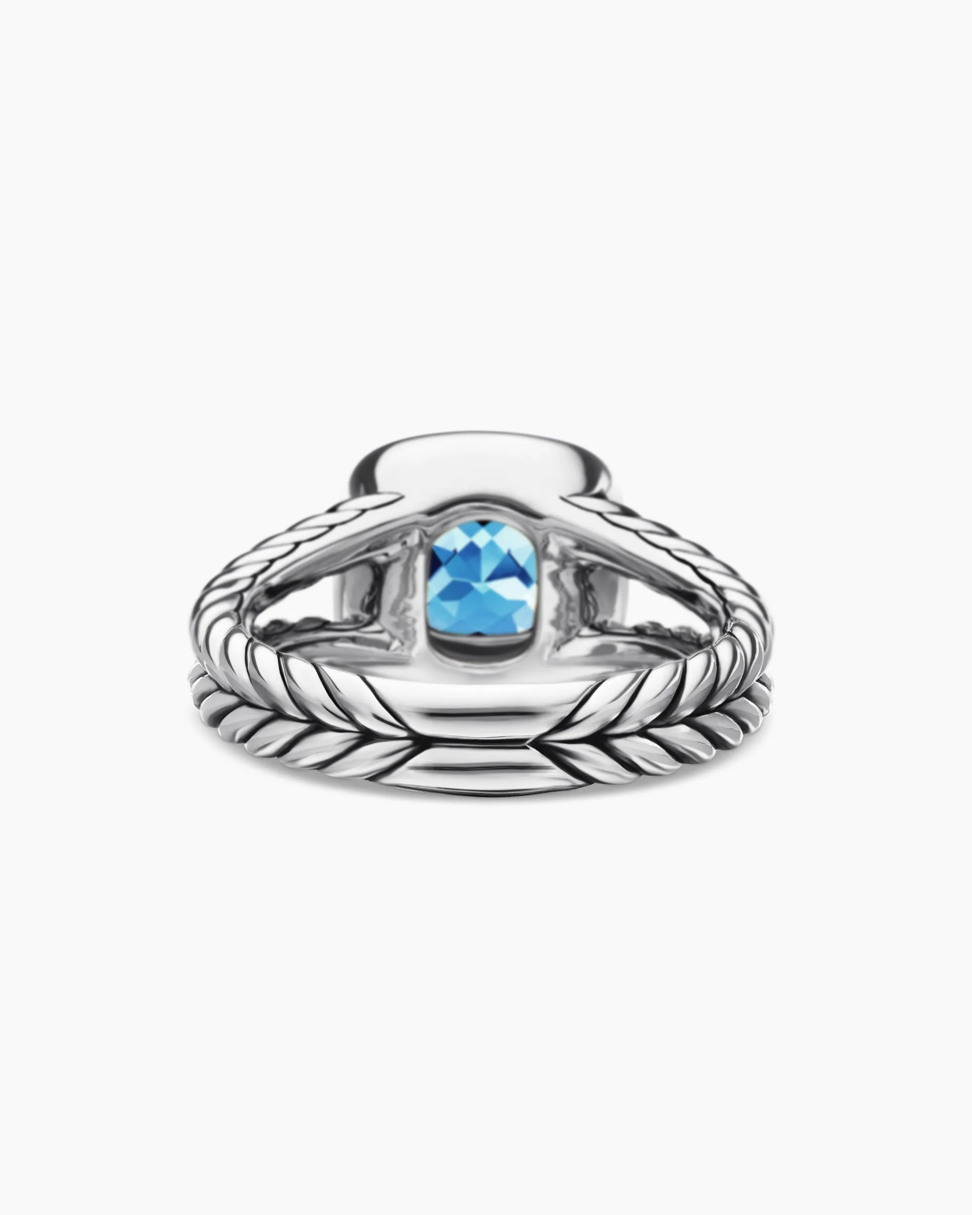 Petite Albion® Ring Sterling Silver with Blue Topaz and Diamonds, 7mm