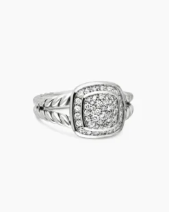 Petite Albion® Ring Sterling Silver with Pavé Diamonds, 7mm