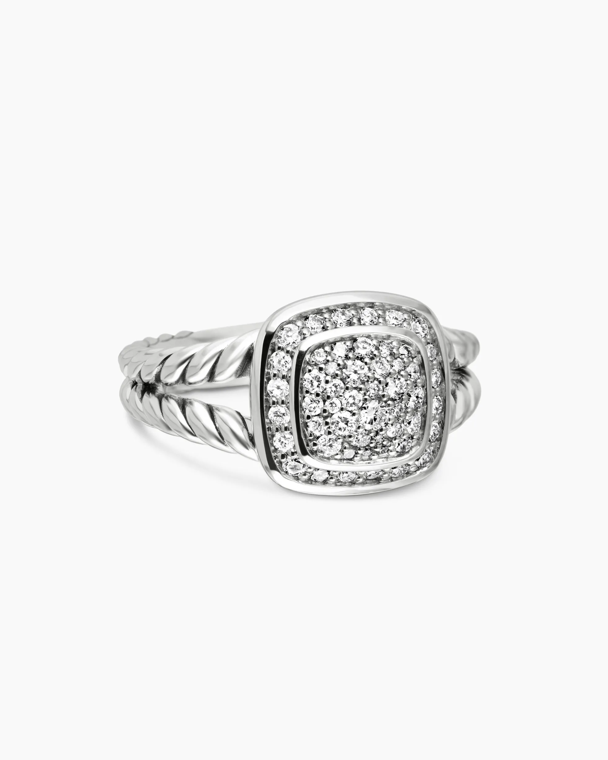 Petite Albion® Ring Sterling Silver with Pavé Diamonds, 7mm