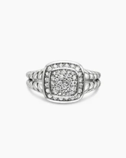 Petite Albion® Ring Sterling Silver with Pavé Diamonds, 7mm