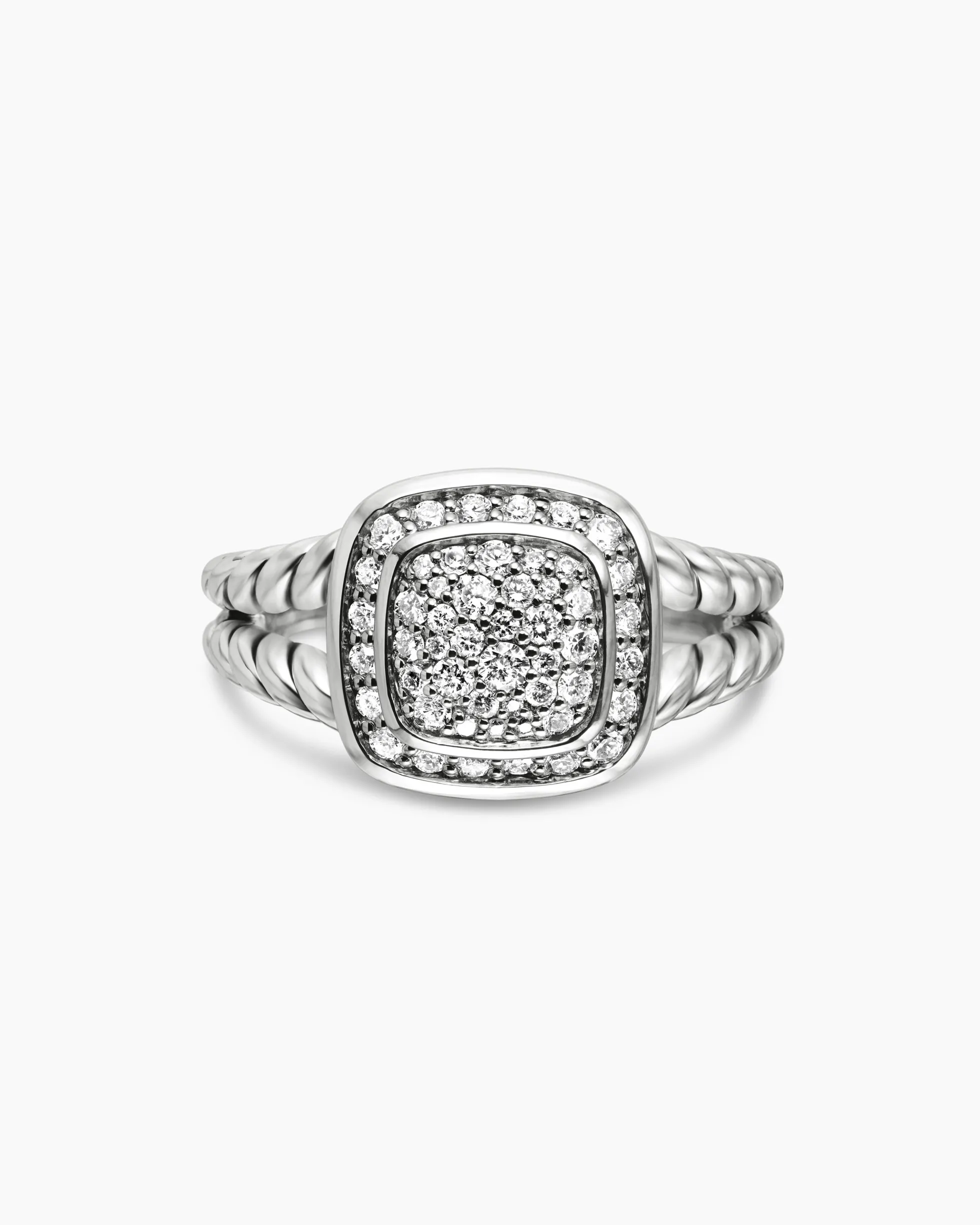 Petite Albion® Ring Sterling Silver with Pavé Diamonds, 7mm