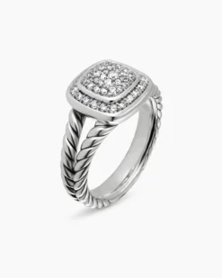 Petite Albion® Ring Sterling Silver with Pavé Diamonds, 7mm