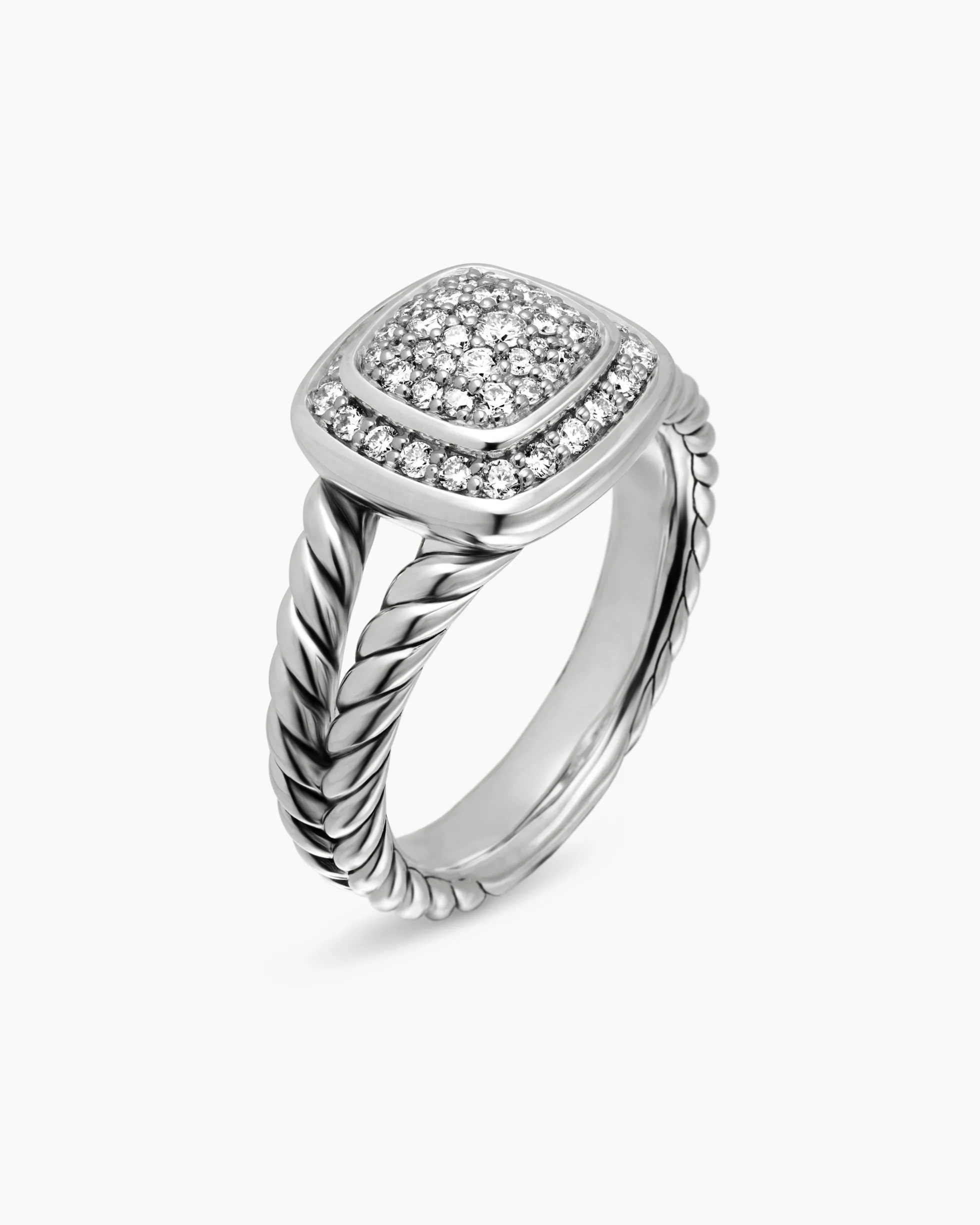 Petite Albion® Ring Sterling Silver with Pavé Diamonds, 7mm