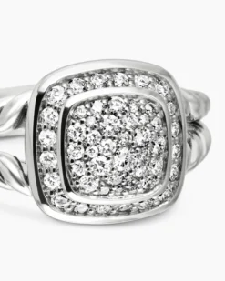 Petite Albion® Ring Sterling Silver with Pavé Diamonds, 7mm