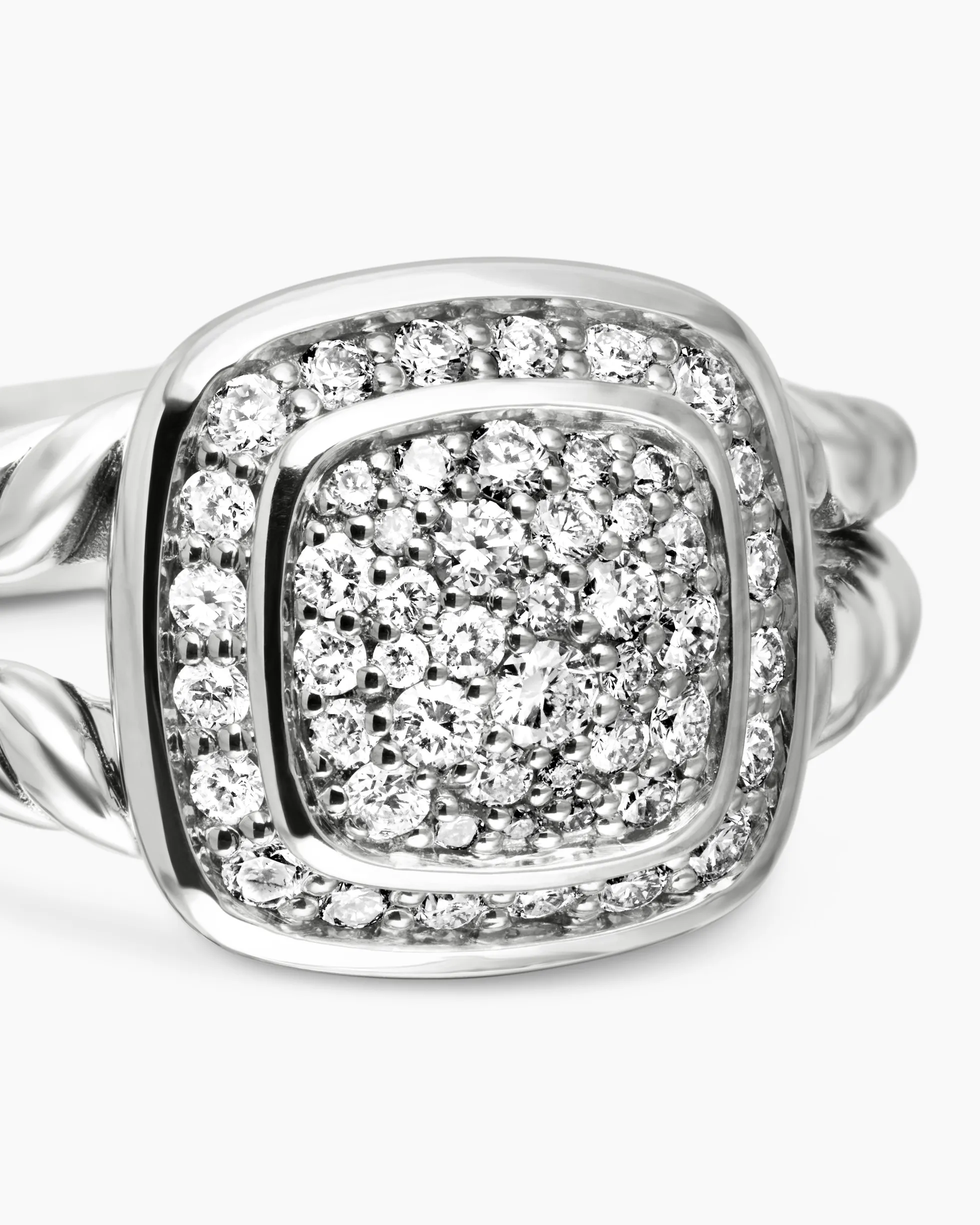 Petite Albion® Ring Sterling Silver with Pavé Diamonds, 7mm